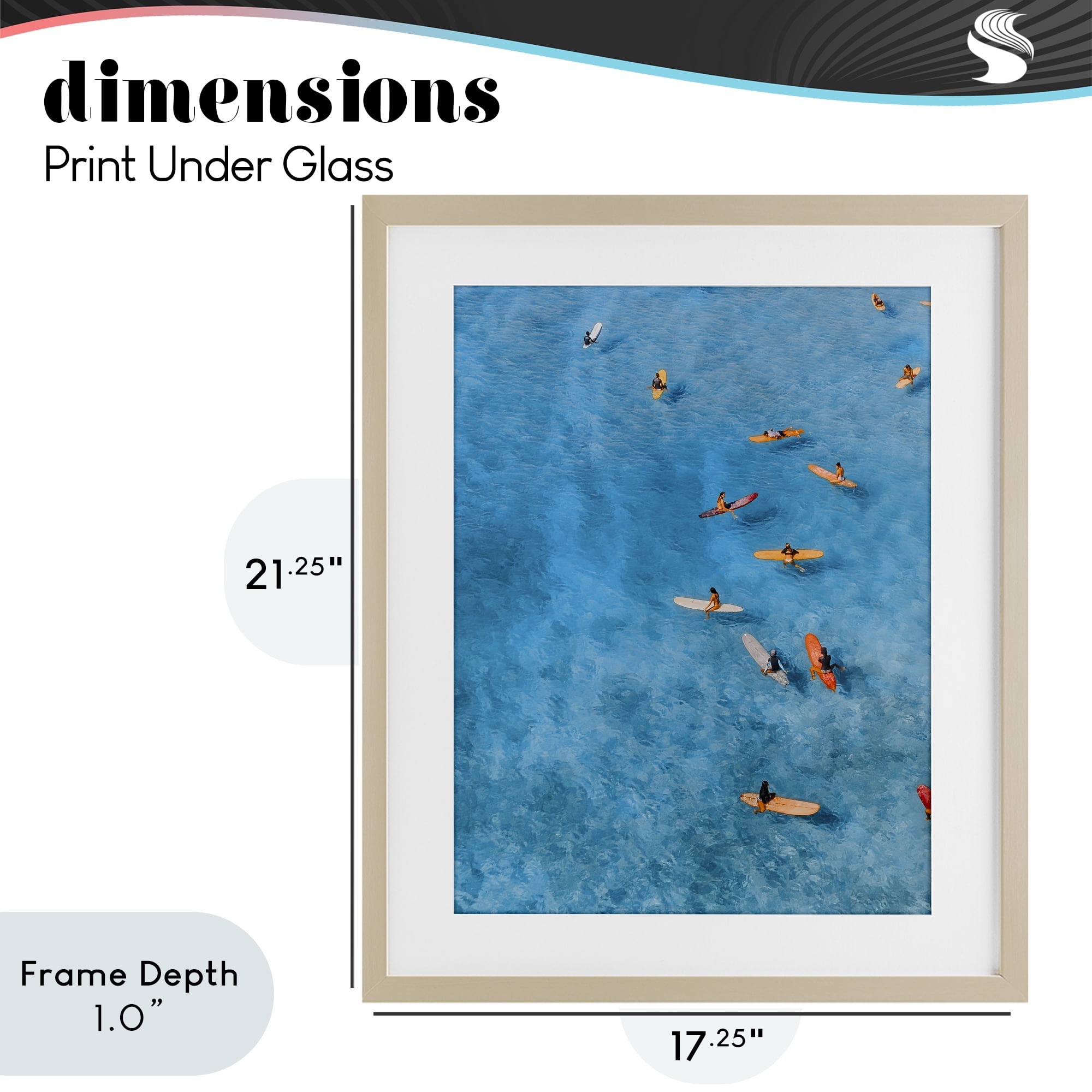 Stupell Industries Leisurely Surfers on Sea Birch Framed Print Under Glass, design by Jesse Keith