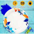 thumbnail image 4 of 24 Pz Plato Desechable De Cartón Decorativo Premium Hojas Azules 9 pulgadas, 4 of 5