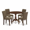 thumbnail image 6 of East West Furniture Dublin 5-piece Wood Dining Set in Mahogany/Coffee, 6 of 10