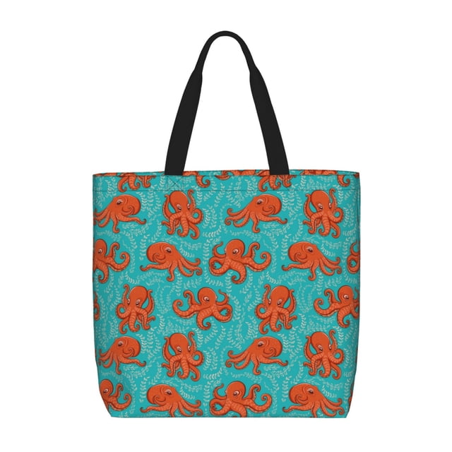 Balery Fun Octopus Bolsa de Mano para Mujeres con Cremallera, Bolsa de Gimnasio con Compartimentos, Bolsa para Laptop, Bolsa para Trabajo