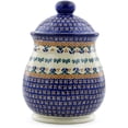 thumbnail image 3 of Polish Pottery 8-inch Jar with Lid (Blue Cress Theme) Signature UNIKAT Hand Painted in Boleslawiec, Poland + Certificate of Authenticity, 3 of 6