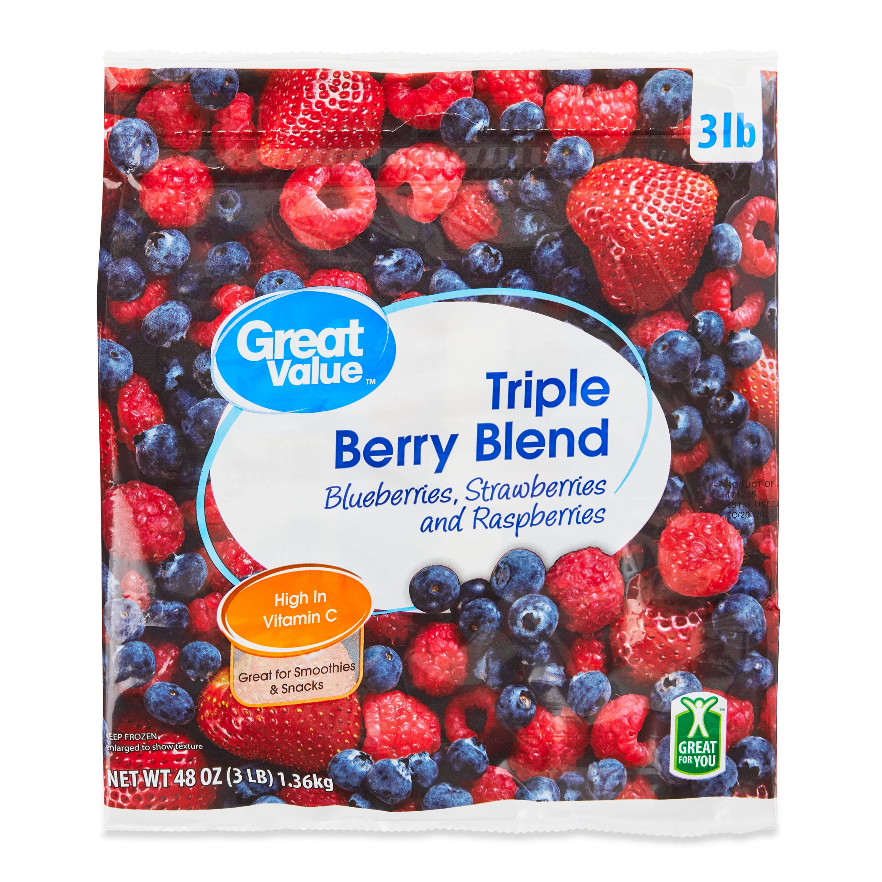 Great Value Triple Berry Blend, 48 oz (Frozen)