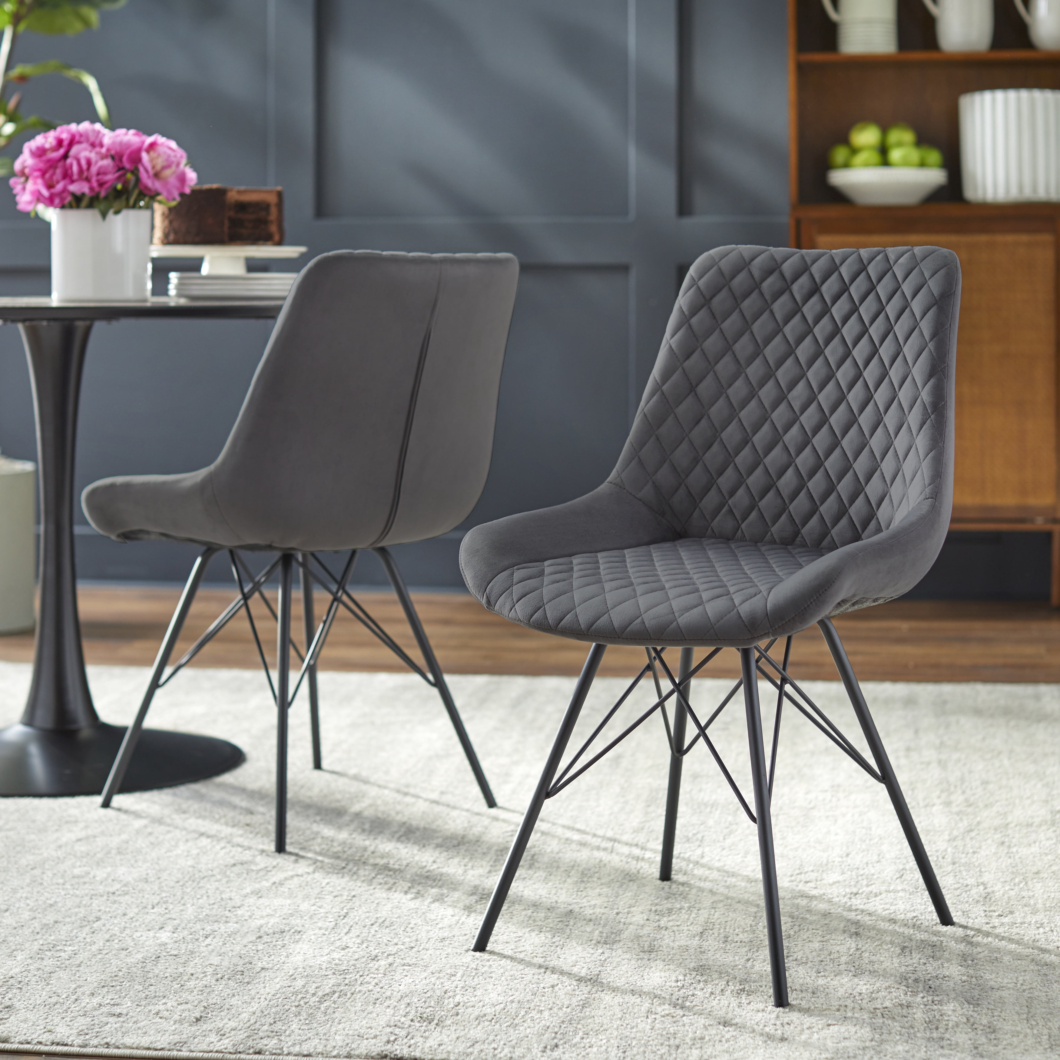 angelo:HOME Kavitt 39" Round Metal Pedestal Dining Table in Walnut and Black Finish