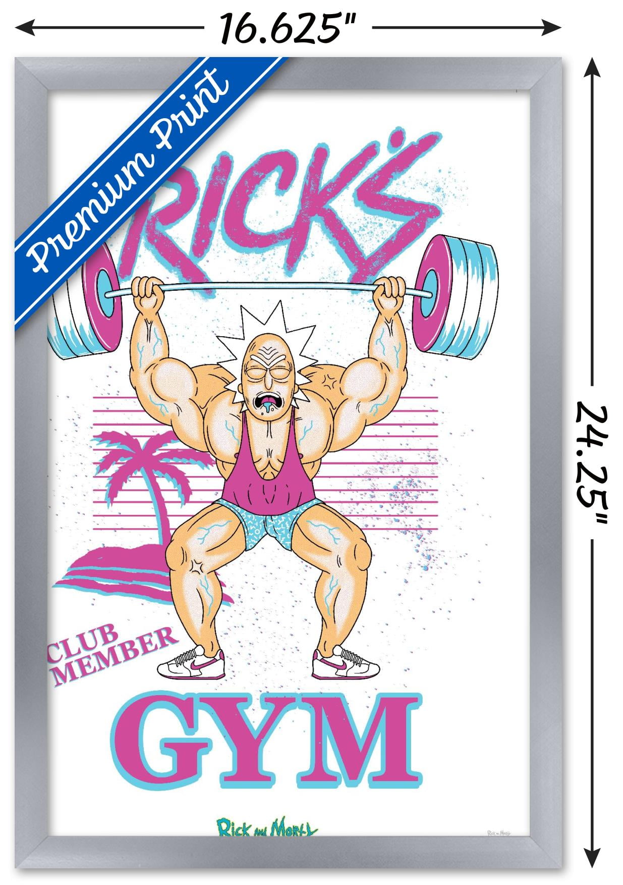 Rick And Morty - Rick's Gym Wall Poster, 14.725" x 22.375", Framed