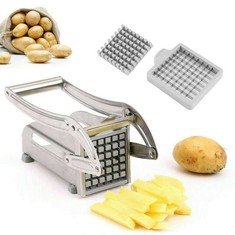 Stainless steel Fries Wedges Cubes Cutter French Fry Cutter Potato Dicer  Commercial Grade French Fry Cutter Stainless Steel Vegetable Dicer Fruit  Food Dicer for Kitchen Restaurant Silver 