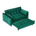 thumbnail image 4 of Whalemon Green Velvet Mid-Century Modern Sofa with Convenient Pockets and Clever Conversion, 4 of 5