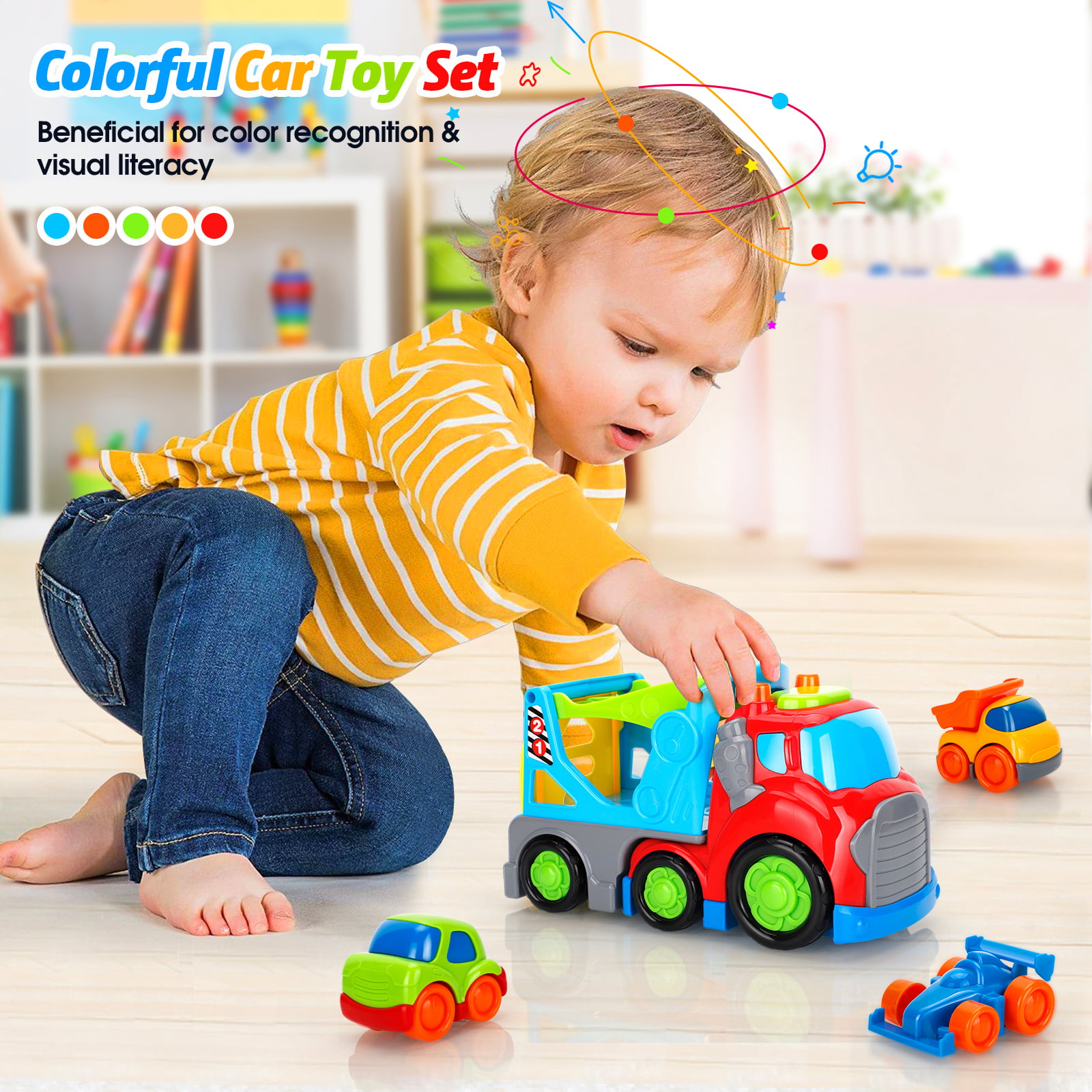 ニターの Forty4 Transport Car Carrier Truck Toy for 2 3 4 Years Old Toddler ...