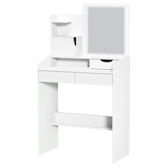 LED Vanity Desk with Mirror | 2 Drawers & Adjustable Brightness | Bedroom Makeup Dressing Table