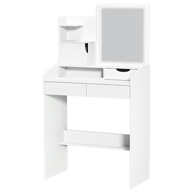 Coiffeuse avec Miroir / 2 Tiroirs & Luminosité Réglable / Table de Maquillage pour Chambre