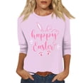 thumbnail image 4 of HAVUITYY Easter Printed 3/4 Sleeve Sweaters for Womens, Cute Bunny Eggs Pattern Crew-Neck Women Tops, Spring Going Out Easter Cotton Pullover for Wear & Gifts, 4 of 5