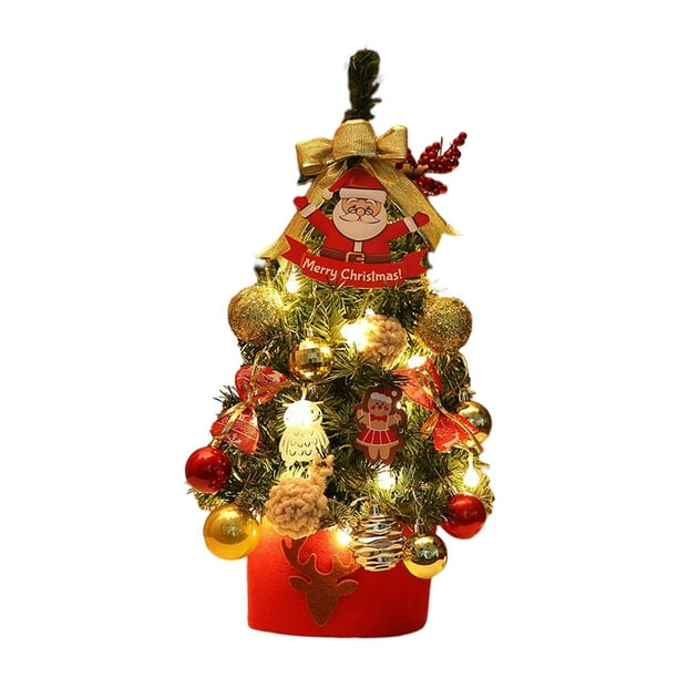 Árbol de Navidad iluminado con luces LED de hadas, centro de mesa, escritorio, mesita de noche para Áurea 15x14x60cm