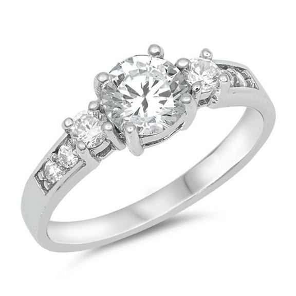 CHOOSE YOUR COLOR White CZ Elegant Bridal Ring .925 Sterling Silver Band Jewelry Female Size 6