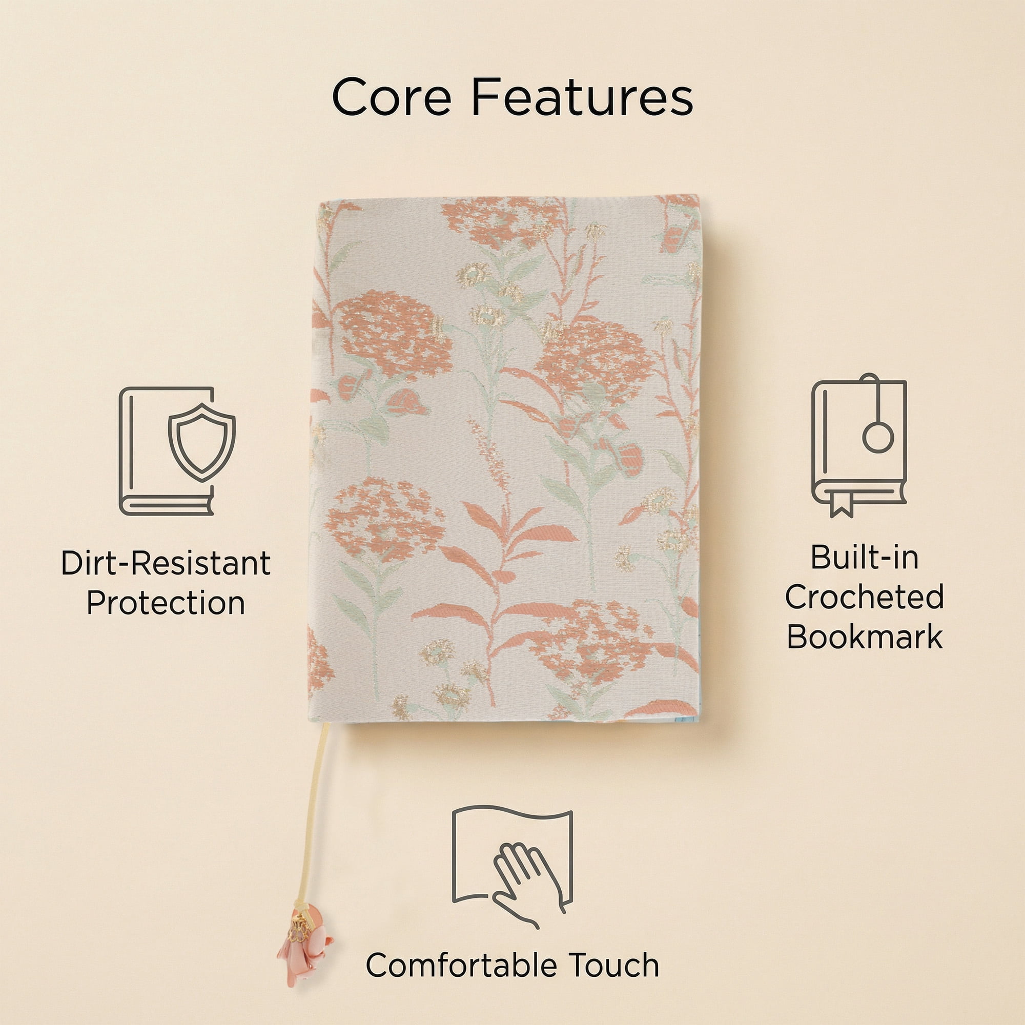 Unique Bargains Adjustable Fabric Book Cover for A5 Size Dandelion Pink