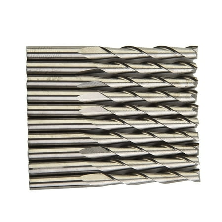 

10pcs 1/8 Inch 2-Flutes Flat Nose Spiral Carbide End Mill CNC Router Bits 22mm