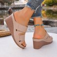 thumbnail image 6 of Dakaela Wedge Sandals for Women Two Band Leather Platform Slip on Slides Summer Dressy Orthopedic Walking Shoes Size 6, 6 of 9