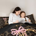 thumbnail image 4 of Manfei Leopard Print Personalized Initial E Full Size Comforter Sets 3 Pieces for Teens,Pink Ribbon Bow Bedding Sets for Girls,Black Reversible,Ultra Soft Home Decor, 4 of 6