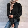 thumbnail image 2 of aDJFDGT Open Knit Sweaters for Women Summer Ladies' Loose Pullover Sweater Round Neck Split Hem Sleeve Solid Color Knit Sweater, 2 of 6
