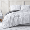thumbnail image 2 of Casa Platino Comforter Set King- Fluffy Duvet Insert King Size - Pre-Washed Hydro-Brushed 100% Microfiber Comforter Set King Size - Comfy Bedding King Size Comforter Set- Windowpane Charcoal, 2 of 9