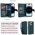 thumbnail image 5 of TECH CIRCLE For iPhone 15 Pro Max Wallet Case with Card Holder,PU Leather Flip Folio Shell Magnetic Closure Wrist Strap Kickstand Shockproof Protective Cover for Apple iPhone 15 Pro Max 2023,Green, 5 of 6