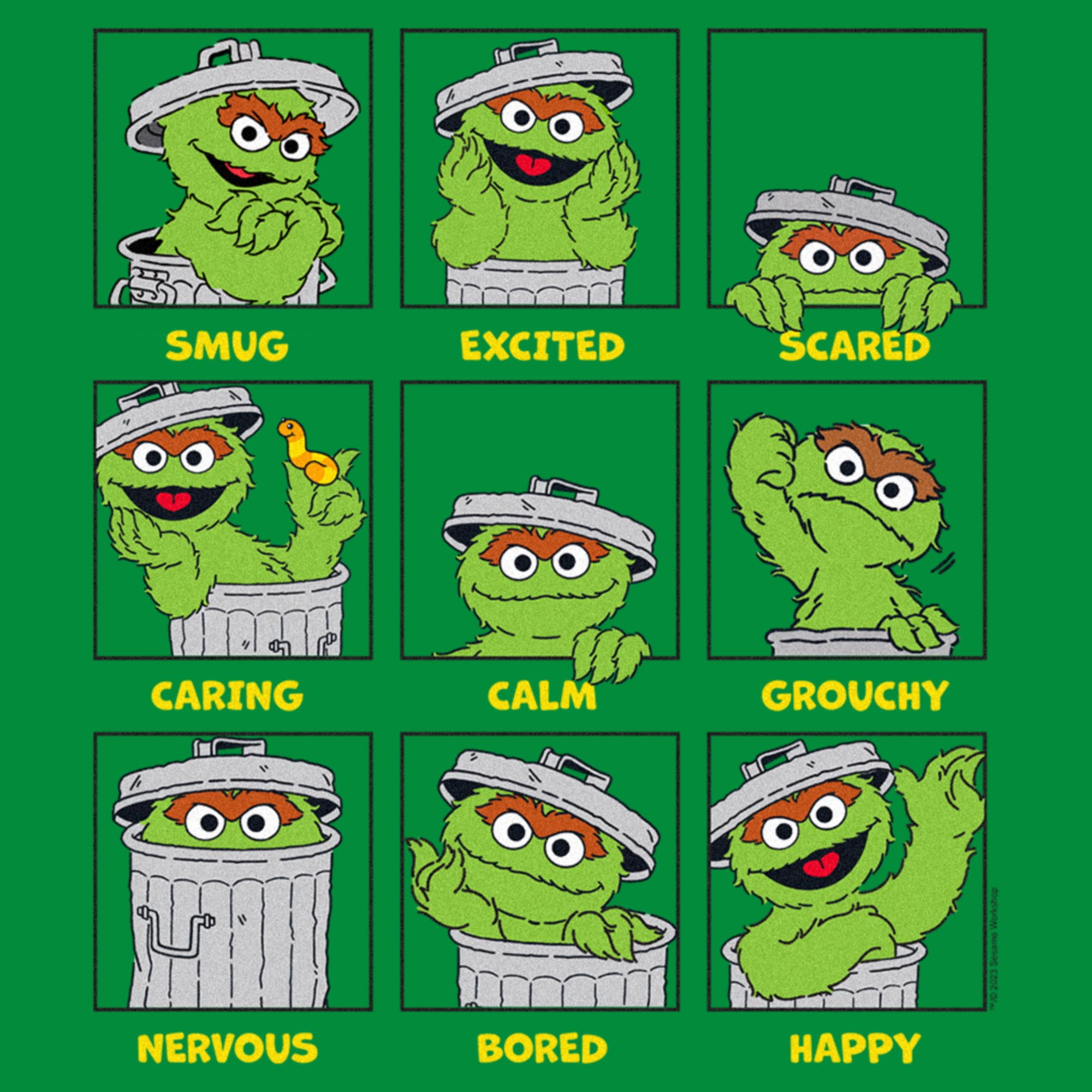 Men's Sesame Street Emotions Of Oscar the Grouch Graphic T Men's Sesame Street Emotions Of Oscar the Grouch Graphic T
