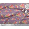 thumbnail image 3 of Soimoi Purple Moss Georgette Fabric Leaves & Peony Floral Print Fabric by Yard 42 Inch Wide, 3 of 3