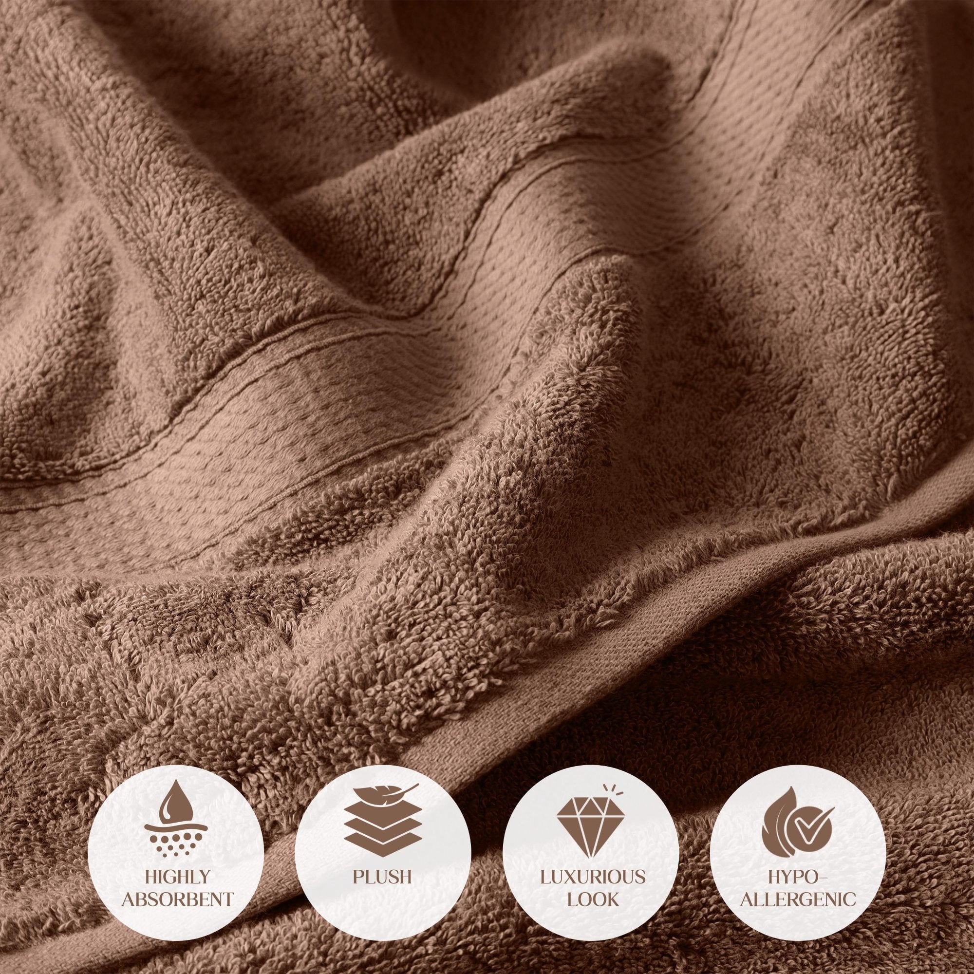Superior Madeline Egyptian Cotton Ultra-Plush 12-Piece Towel Set, Chocolate