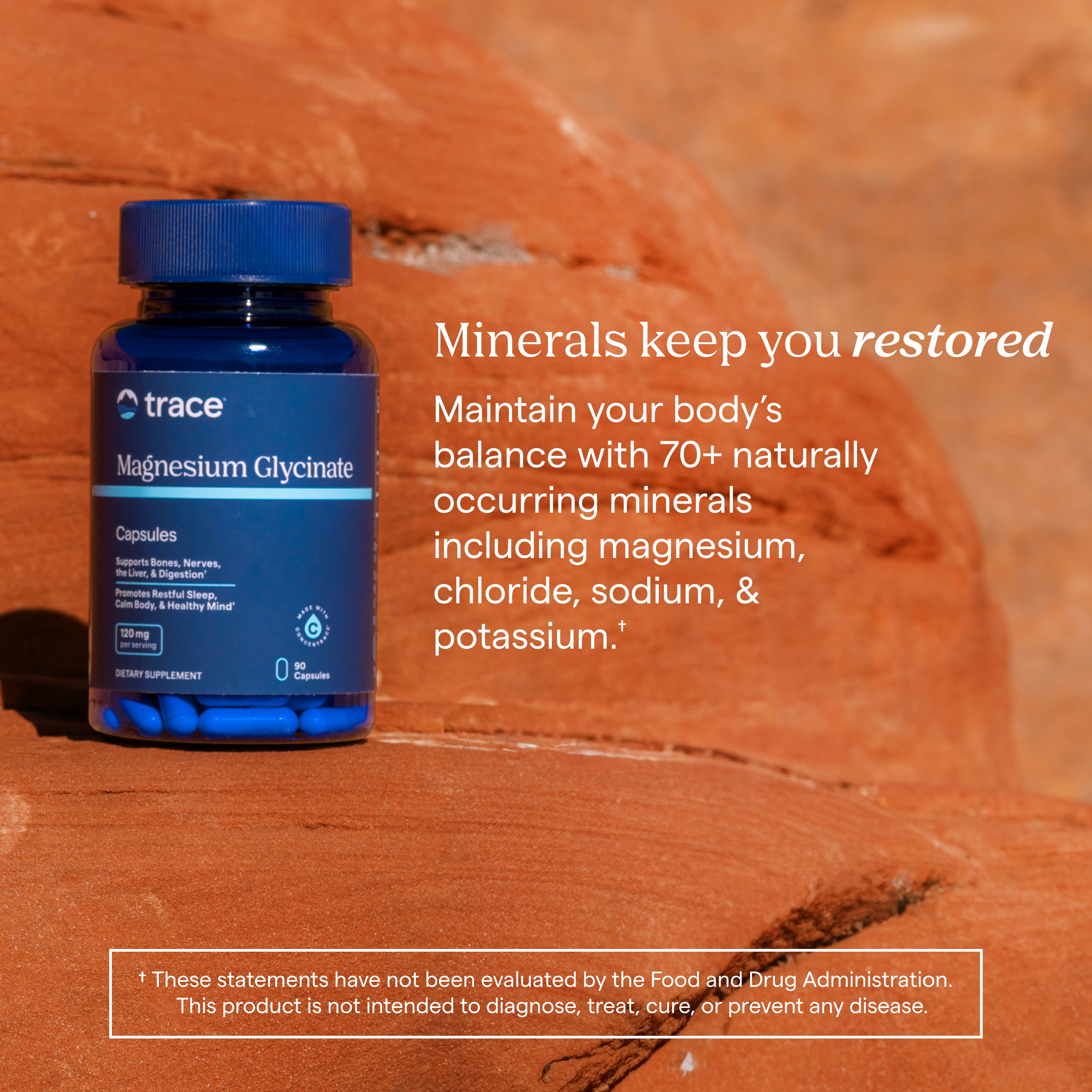 Trace Minerals Magnesium Glycinate Capsule Supplement for Healthy Sleep and Relaxation Support, 90 Count (90 Servings)