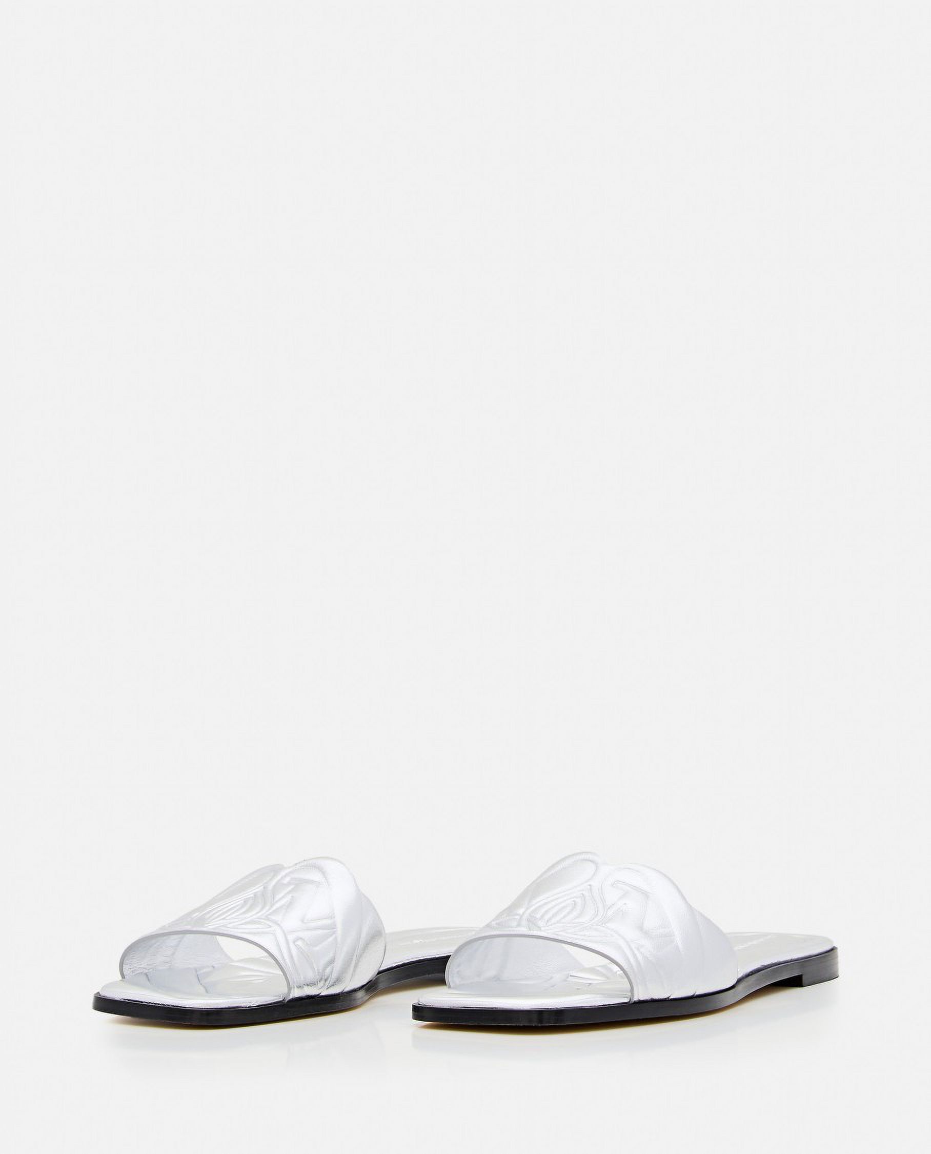 Alexander Mcqueen FLAT LEATHER SLIDE SANDAL【関税送料込】 Alexander Mcqueen Flat Leather Slide Sandal Silver (Women's