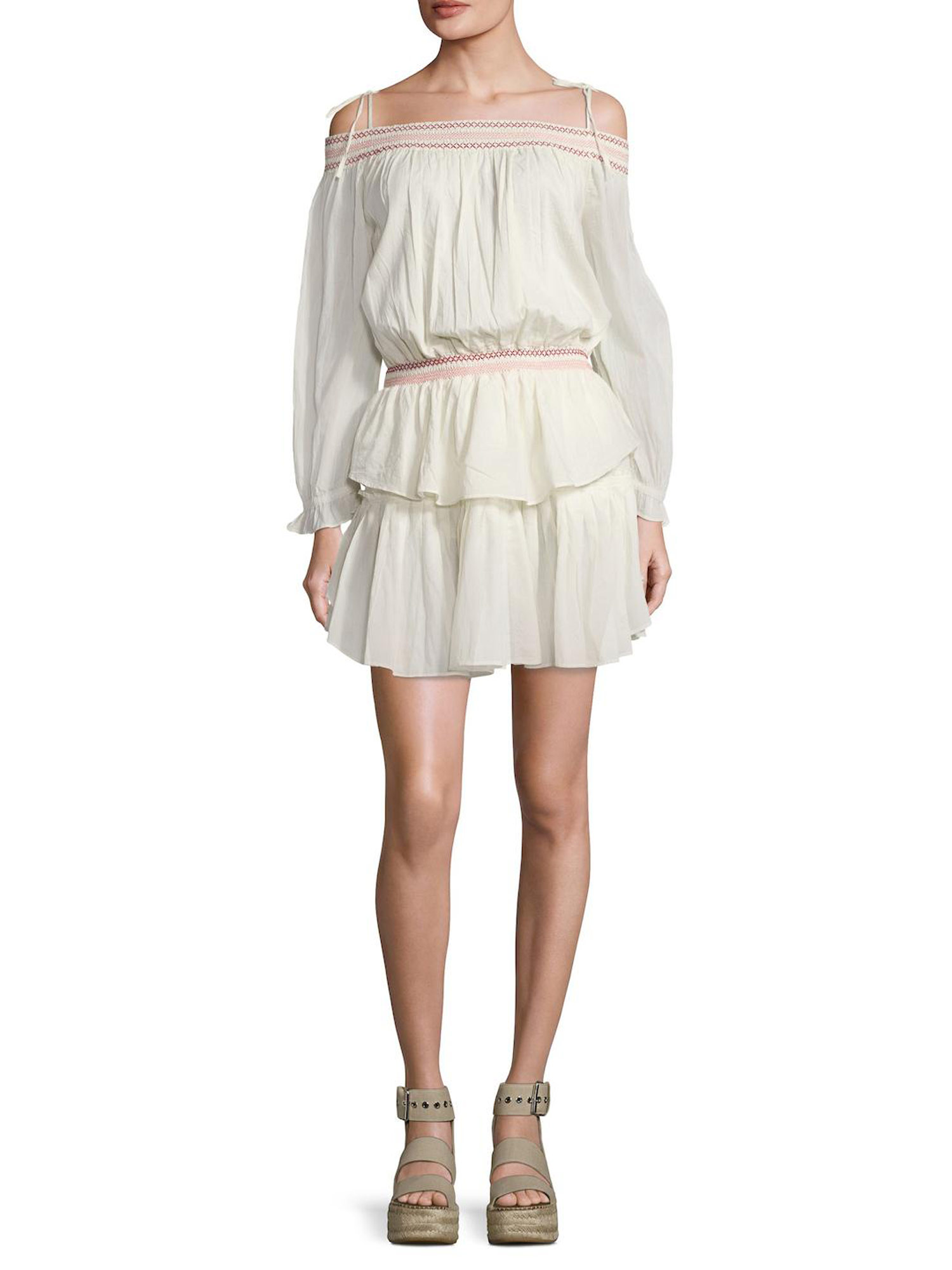 pink ruffle mini dress