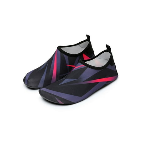 

Crocowalk Girls Boys Aqua Socks Barefoot Water Shoes Quick Dry Swim Beach Shoe Anti-Slip Slip On Sneakers Womens Mens Lightweight Elastic Flats Black Red 9.5-10