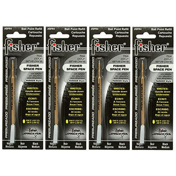 Four Fisher SPR Series Black Ink / Medium Point Refills #SPR4