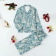 thumbnail image 1 of Puyaiuu Women 2 Piece Christmas Satin Pajama Set Cute Print Long Shirt Loose Shorts Matching Set Loungewear Gift, 1 of 5
