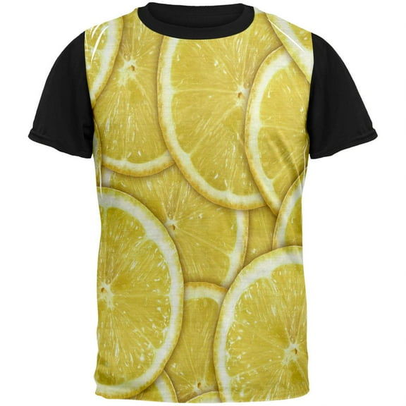 Lemon Lemons Citrus Adult Black Back T-Shirt - X-Large