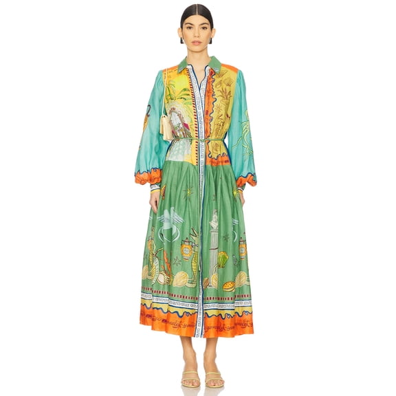 Women's Fashionable Personalized Printed Short-Sleeve Casual Loose Puff-Sleeve Dress
