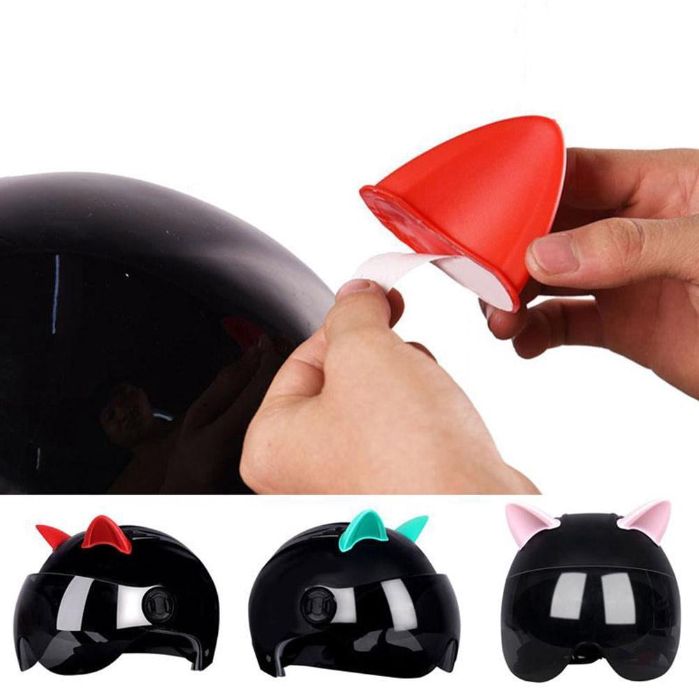 2Pcs Cute Cat Ears Car Motorcycle Helmet Sticker Motocross Face Full Road V3H5