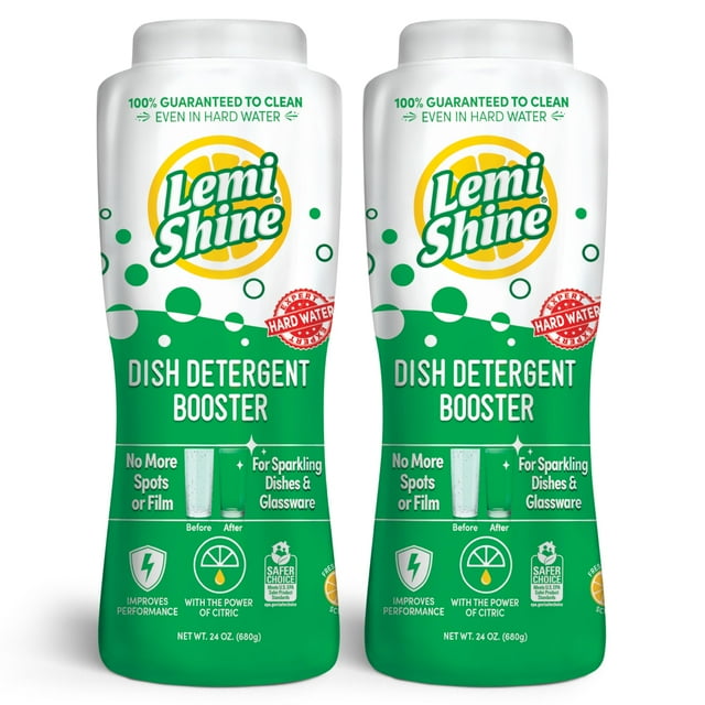 Detergente para platos Booster Lemi Shine Hard Water Quitamanchas 720 ml