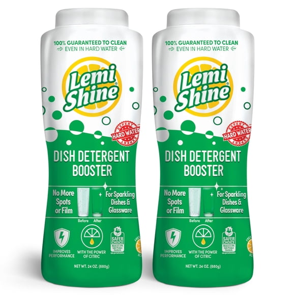 Detergente para platos Booster Lemi Shine Hard Water Quitamanchas 720 ml