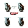 thumbnail image 2 of 6 Inch Polyurethane Caster Set with Ball Bearings 2 Swivel Lock 2 Rigid SCC, 2 of 2