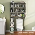 thumbnail image 3 of Over The Toilet Storage Cabinet with 3 Doors, Farmhouse Space Saver for Bathroom Organizer with Paper Holder, 10 Shelves and Hooks, 7-Tier Over Washing Machine Cabinet for Laundry, Bathroom, Grey, 3 of 9