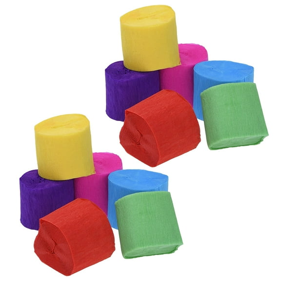 KONTONTY 12Pcs Assorted Color Crepe Paper Streamers Made from Wood Pulp for Celebrations
