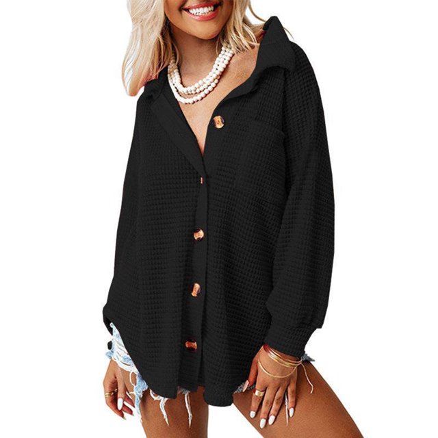 Pntutb moda mujer Casual bolsillos manga larga Casual sólido abrigo cárdigan blusa Pntutb Pntutb-3297