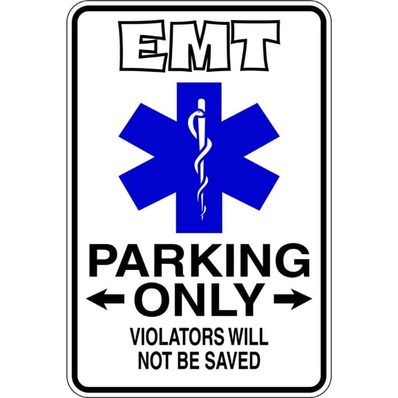 EMT Parking Humorous Amusing Comic Witty Entertaining Whimsical Holiday Gift Decorating Ideas Girl Boy Bedroom Wall Decal Sticker - Size: 14 Inch x 26 Inch