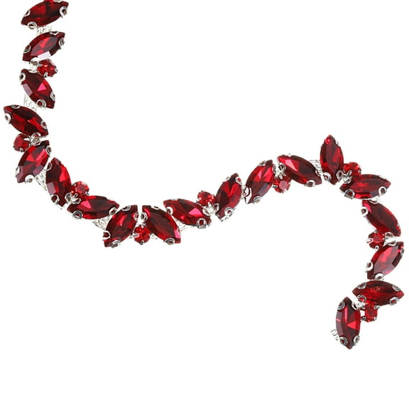 1 Yard Rhinestone Chain Trim, 10mm Bling Shiny Crystal Chain Applique (Red)