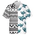 thumbnail image 3 of Camisas hawaianas de playa para hombre con estampado 3D de tiburón divertido gráfico de animales Aloha Festival Camisa de manga corta con solapa para surfear vacaciones, 3 of 5