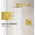 thumbnail image 4 of Brushed Gold Shower Faucet, Modern Square Shower Head and Handle Set, Bathroom Rainfall Shower System Wall Mount, KE-6024B-4 (Including Shower Valve), 4 of 4