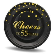 FREEAMG 50 Piece 7 Inch Paper Dessert Plates for 55th Anniversary Celebrations