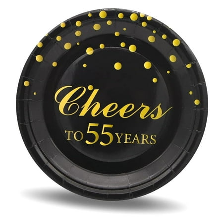 FREEAMG 50 Piece 7 Inch Paper Dessert Plates for 55th Anniversary Celebrations