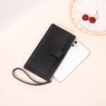 thumbnail image 1 of Cartera larga de moda portátil, monedero con cremallera de color sólido con muñequera, monedero simple, 1 of 4