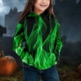 thumbnail image 2 of WEIYLL Boys Hoodies And Sweatshirts Children's Long Sleeved Fire Print Pocket Green Winter Clothes for 18-24 Months, 2 of 4
