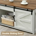 thumbnail image 4 of DreamCurship 48" Farmhouse Lift Top Coffee Table with Storage, Wooden Center Coffee Table for Living Room, Coffee Table with Sliding Barn Door, Hidden Compartmen，White, 4 of 6